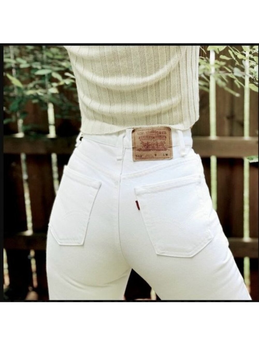 Levis 512 Vintage USA Slim Fit Tapered Leg high rise white straight leg 10